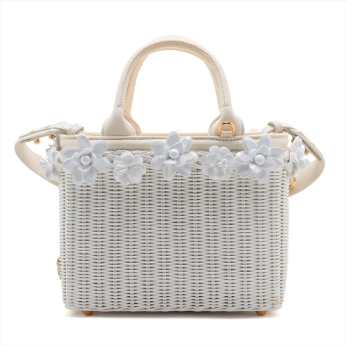 PRADA 包袋 稻草+帆布  90新
